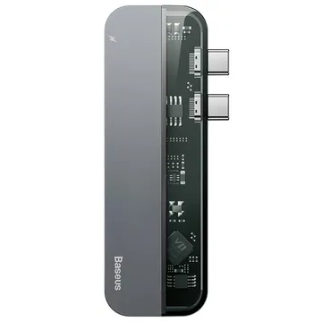 هاب بیسوس 5 پورت USB-C مدل Transparent Series Dual Type-C Multifunctional CAHUB-TS0G