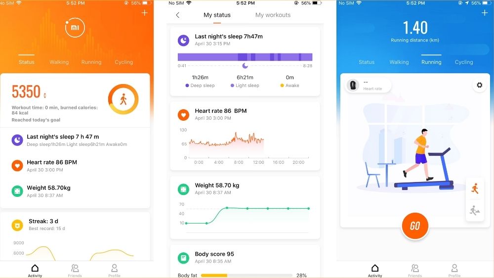 محیط برنامه Mi Fit شیائومی