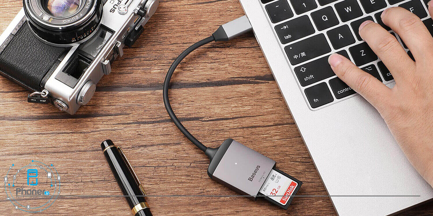 هاب USB-C مدل CAHUB-P0G Enjoy Series Type-C to SD/TF Card Reader HUB Convertor برند Baseus
