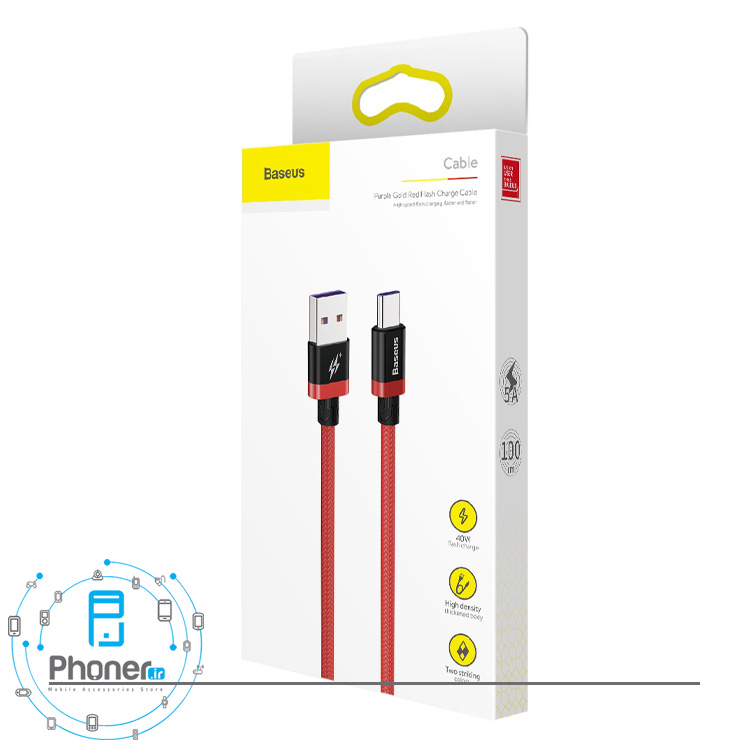 بسته بندی رنگ قرمز Baseus HW Flash Charge Cable