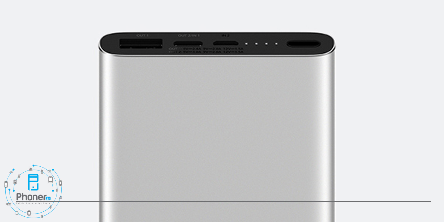 نمای درگاه های شارژ Xiaomi PLM12ZM Mi Power Bank 3