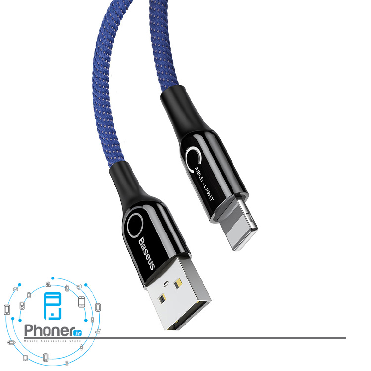 کابل Baseus-CALCD-01-C-Shaped-Light-Cable رنگ آبی