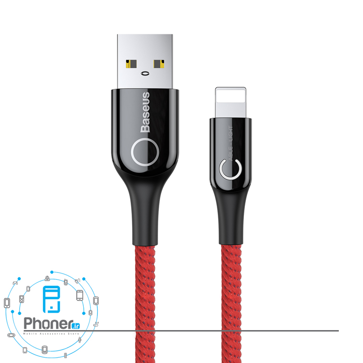 رنگ قرمز کابل Baseus-CALCD-01-C-Shaped-Light-Cable