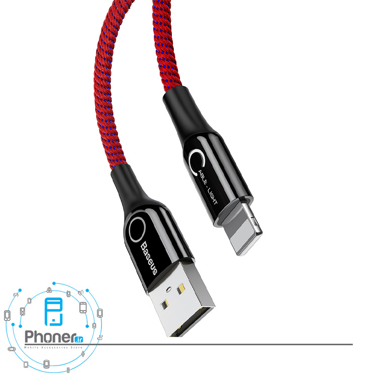 کابل Baseus-CALCD-01-C-Shaped-Light-Cable رنگ قرمز