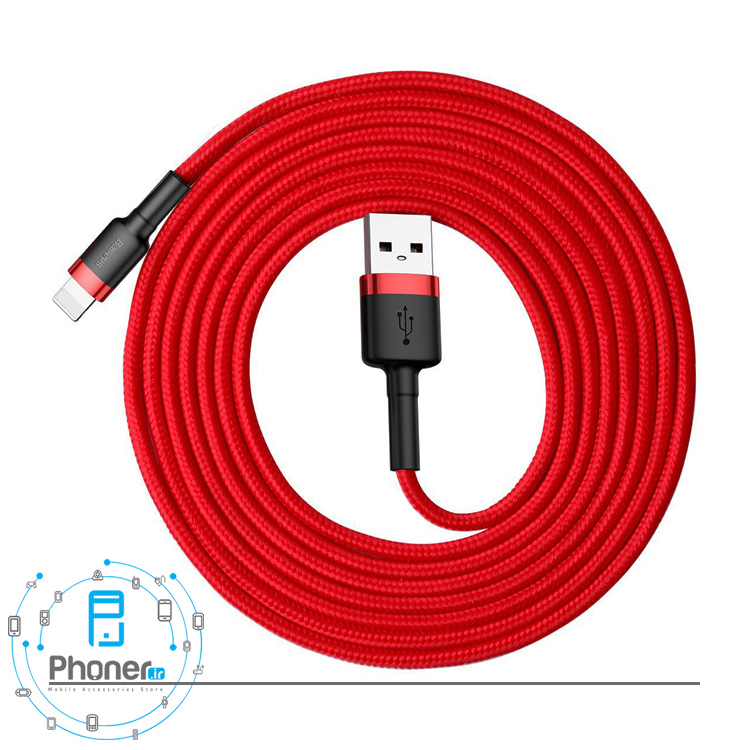 طول دو متری کابل Baseus CALKLF-CG1 Cafule Cable در رنگ قرمز