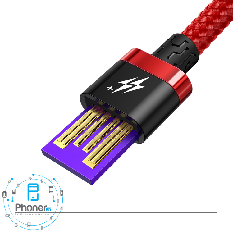 نمای داخل کانکتور کابل Baseus CATZH-B09 HW Flash Charge Cable رنگ قرمز