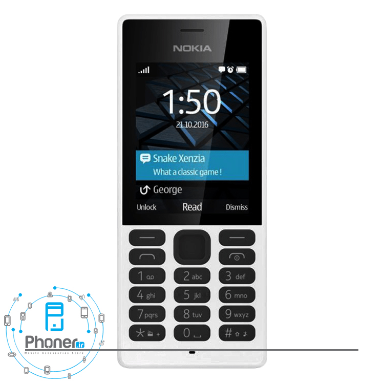 نمای جلو گوشی موبایل RM-1190 Nokia 150 رنگ سفید