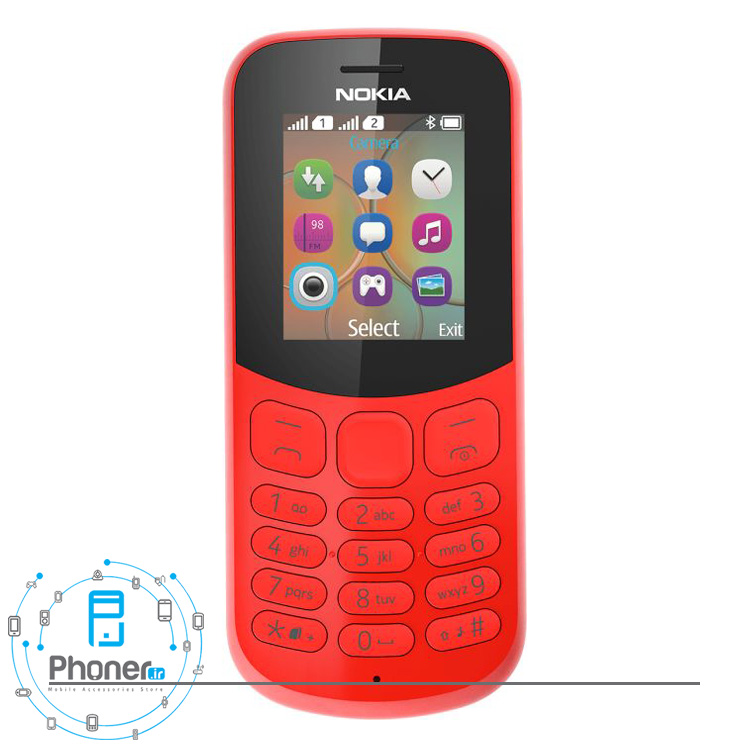 نمای جلویی گوشی موبایل TA-1017 Nokia 130 رنگ قرمز
