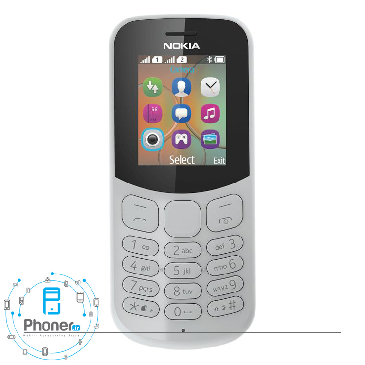 نمای جلویی گوشی موبایل TA-1017 Nokia 130 رنگ خاکستری