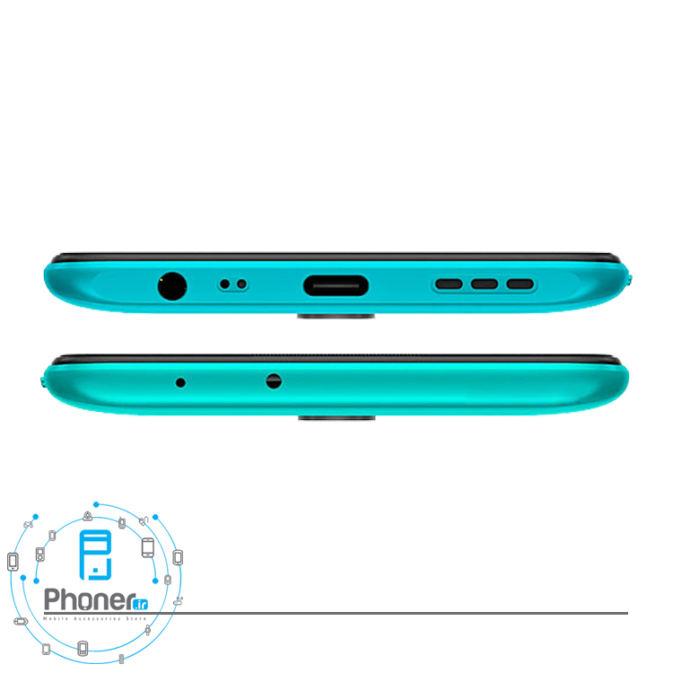 نمای بالا و پایین گوشی موبایل Xiaomi Redmi 9 رنگ سبز