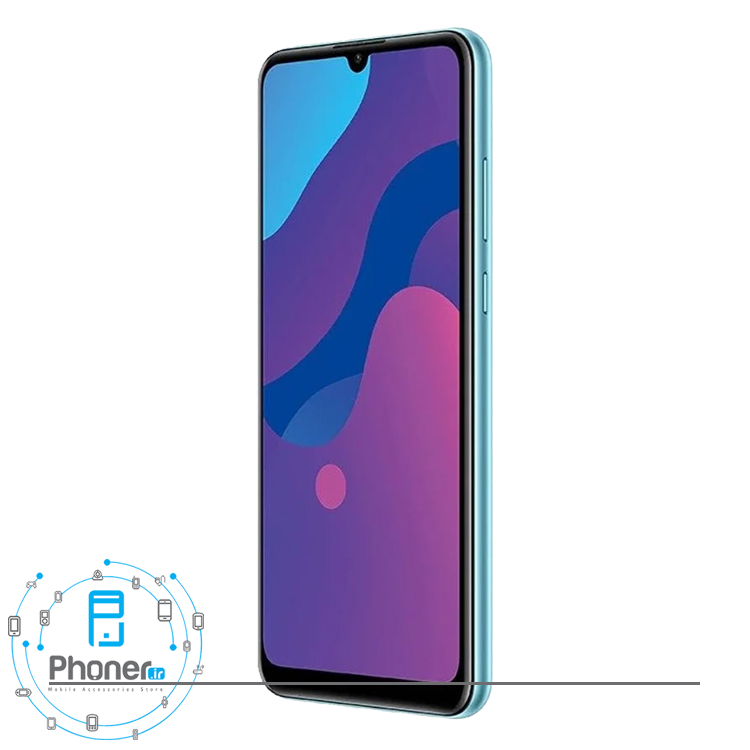 نمای کناری صفحه نمایش گوشی موبایل Huawei MOA-LX9N Honor 9A رنگ آبی