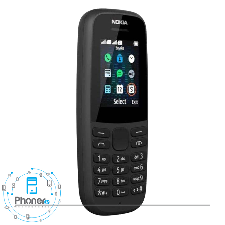 نمای کناری صفحه نمایش گوشی موبایل 2019 TA-1174 Nokia 105 رنگ مشکی
