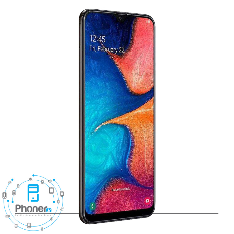 نمای کناری صفحه نمایش گوشی موبایل Samsung SM-A205F/DS Galaxy A20 رنگ مشکی
