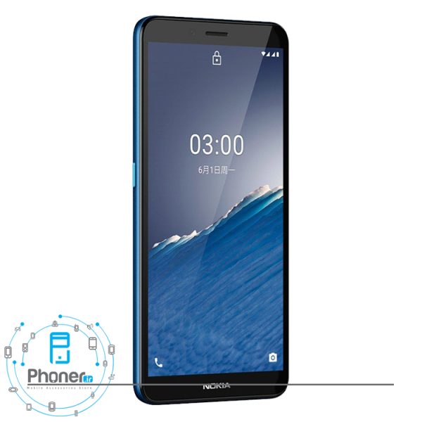 نمای کناری صفحه نمایش گوشی موبایل Nokia TA-1292 C3 2020 رنگ آبی