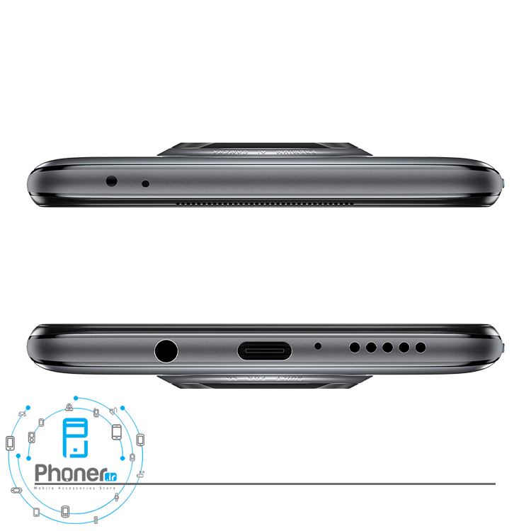 نمای بالا و پایین گوشی موبایل Xiaomi Mi 10T Lite 5G رنگ خاکستری