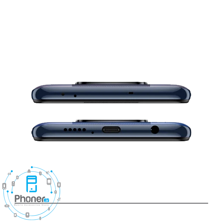 نمای بالا و پایین گوشی موبایل Xiaomi Poco X3 Pro در رنگ مشکی