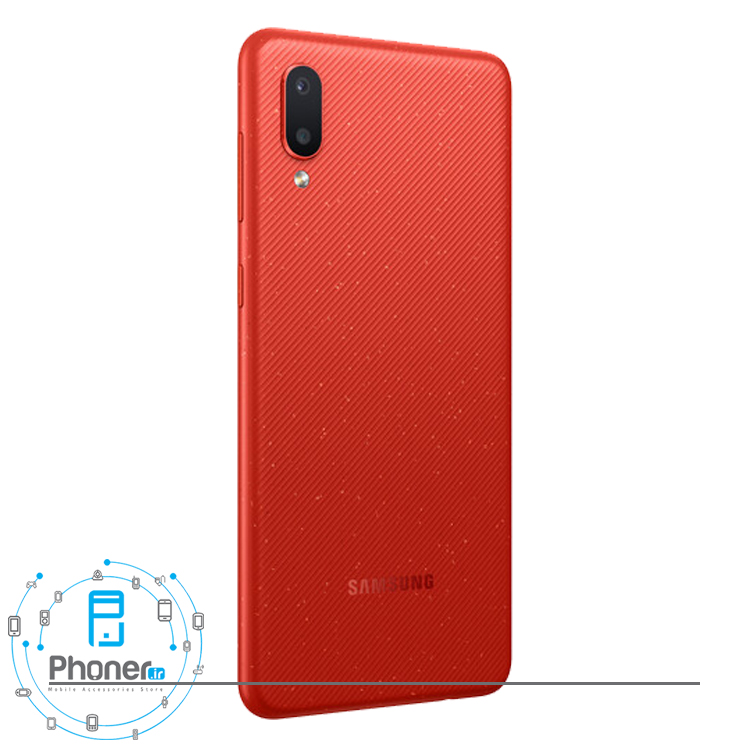 نمای کناری قاب پشتی گوشی موبایل Samsung SM-A022F/DS Galaxy A02 در رنگ قرمز
