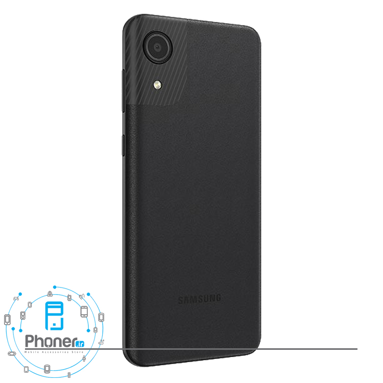 نمای کناری قاب پشتی گوشی موبایل Samsung SM-A032F/DS Galaxy A03 Core در رنگ مشکی