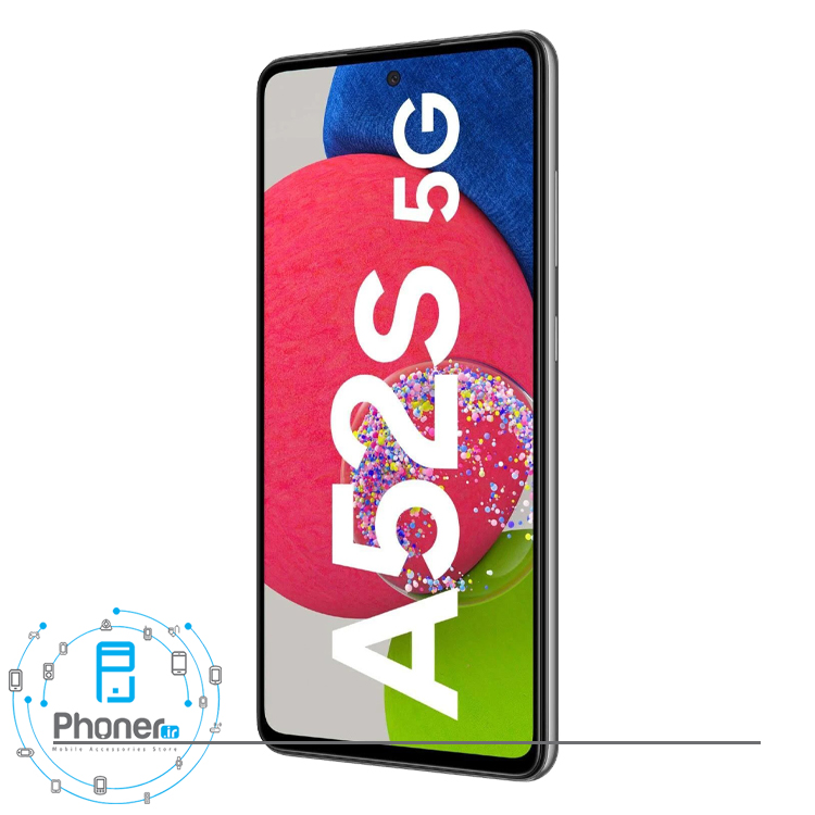 نمای کناری صفحه نمایش گوشی موبایل Samsung SM-A528B/DS Galaxy A52s 5G در رنگ مشکی