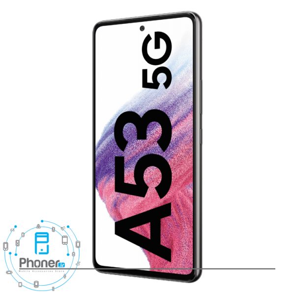 نمای کناری صفحه نمایش گوشی موبایل Samsung SM-A536E/DS Galaxy A53 5G در رنگ مشکی