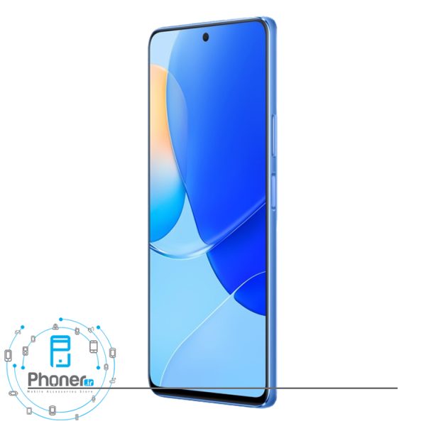نمای کناری صفحه نمایش گوشی موبایل Huawei JLN-LX1 Nova 9 SE در رنگ آبی