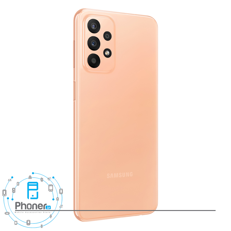 نمای کناری قاب پشتی گوشی موبایل Samsung SM-A235F Galaxy A23 در رنگ صورتی هلویی