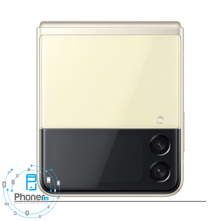 نمای جلوی گوشی موبایل Samsung Galaxy Z Flip3 5G در حالت بسته در رنگ کرم