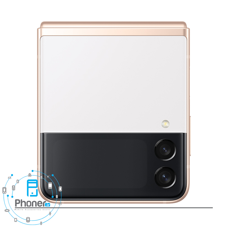 نمای جلوی گوشی موبایل Samsung Galaxy Z Flip3 5G در حالت بسته در رنگ Dream White