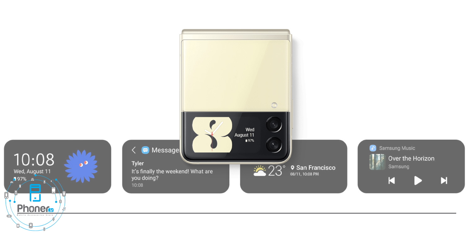 صفحه نمایش روی قاب پشتی در گوشی موبایل Samsung Galaxy Z Flip3 5G