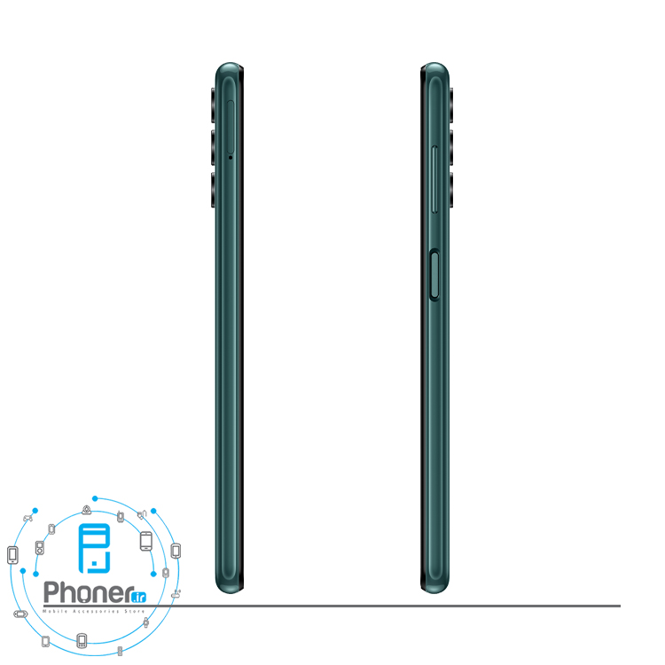 نمای کناری گوشی موبایل Samsung Galaxy A04s در رنگ سبز