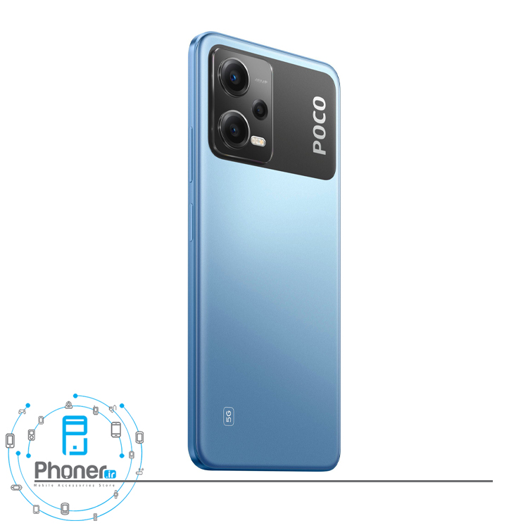 نمای کناری قاب پشتی گوشی موبایل شیائومی Poco X5 5G در رنگ آبی