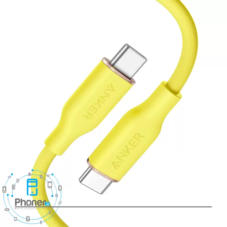 رنگ زرد کابل Anker A8553 PowerLine III Flow Cable