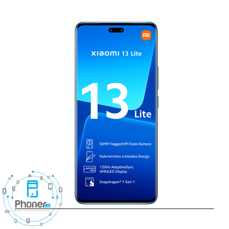 صفحه نمایش گوشی موبایل شیائومی Xiaomi 13 Lite 5G در رنگ آبی