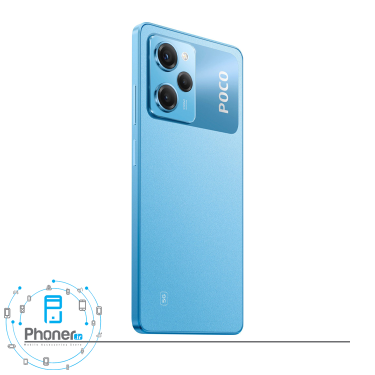 نمای کناری قاب پشتی گوشی موبایل شیائومی Poco X5 Pro 5G در رنگ آبی