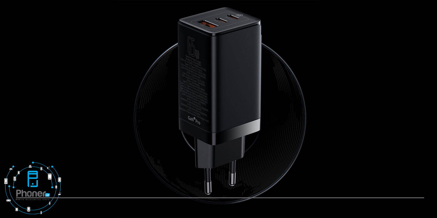 طراحی شارژر همراه بیسوس مدل CCGP050101 GaN3 Pro Fast Charger USB-C + USB3.0