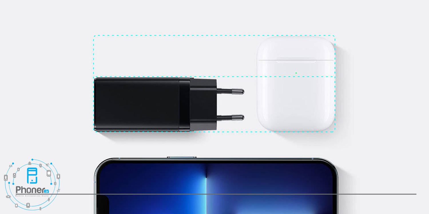 ابعاد شارژر همراه بیسوس مدل CCGP050101 GaN3 Pro Fast Charger USB-C + USB3.0