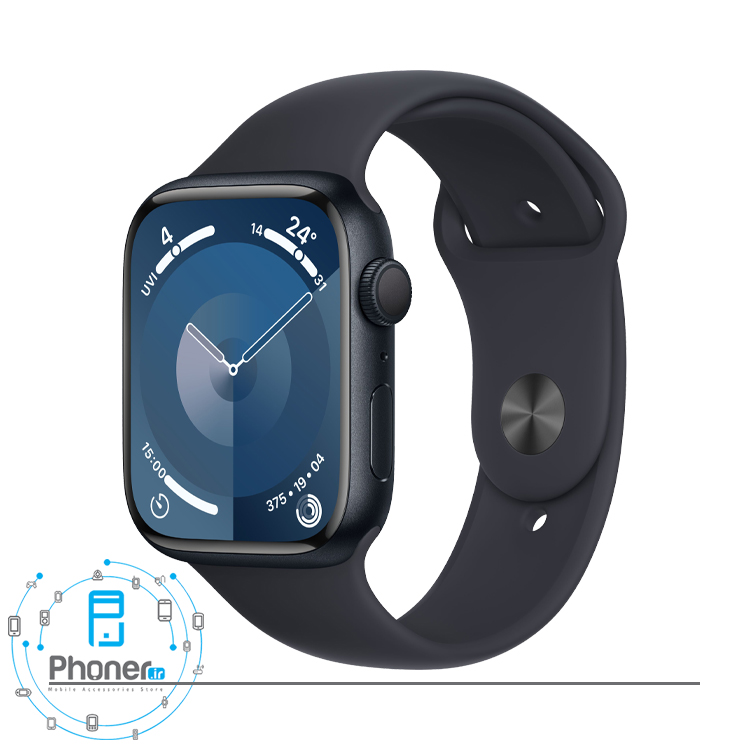 رنگ مشکی ساعت هوشمند اپل مدل Apple Watch Series 9 45mm با بدنه آلومینیومی