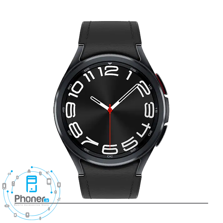 نمای روبرو ساعت هوشمند سامسونگ مدل Galaxy Watch 6 Classic 43mm در رنگ گرافیتی